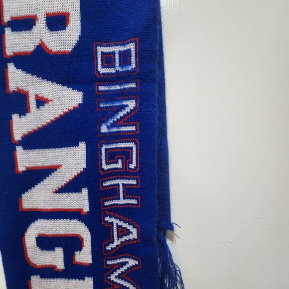 Vintage Binghamton Rangers Blue, Red and White Scarf w/Tasseled Ends 51 1/2" - Picture 4 of 6